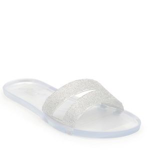 BADGLEY MISCHKA SILVER JELLY SLIDE SIZE 7